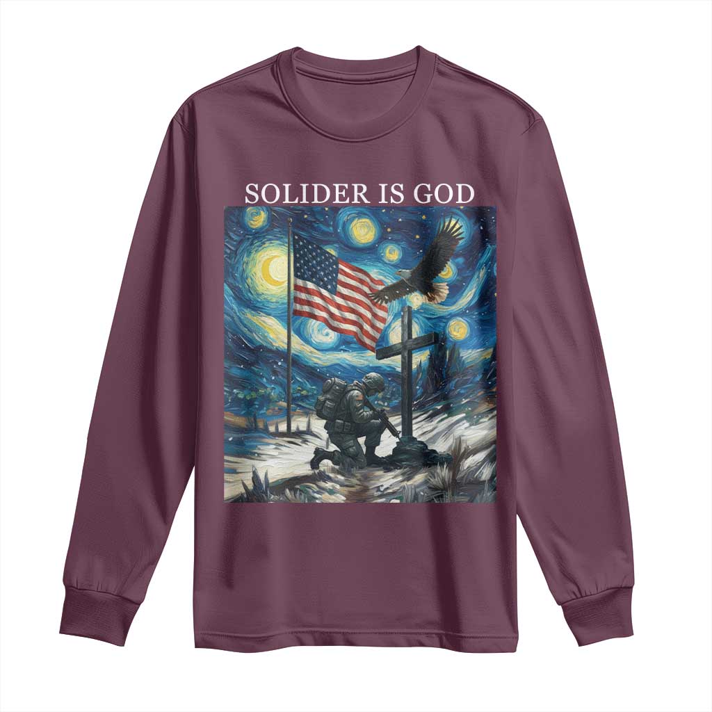 Solider Army Christian Long Sleeve Shirt Cross Starry Night Faith Patriotic Jesus - Wonder Print Shop