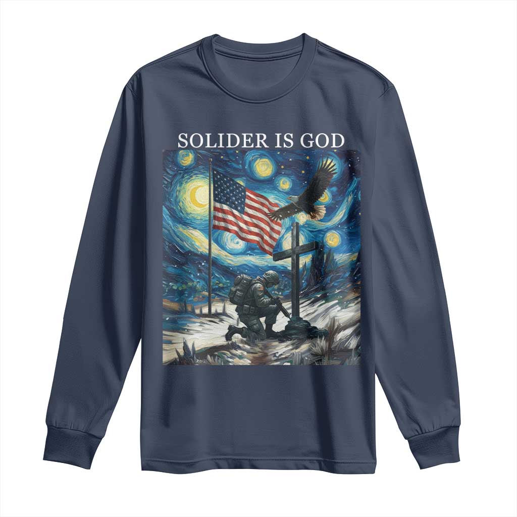 Solider Army Christian Long Sleeve Shirt Cross Starry Night Faith Patriotic Jesus - Wonder Print Shop