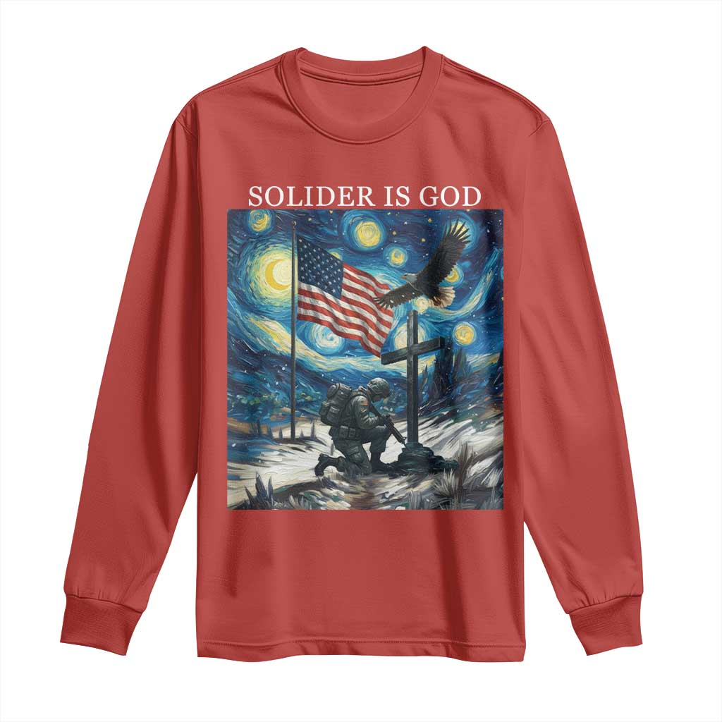 Solider Army Christian Long Sleeve Shirt Cross Starry Night Faith Patriotic Jesus - Wonder Print Shop