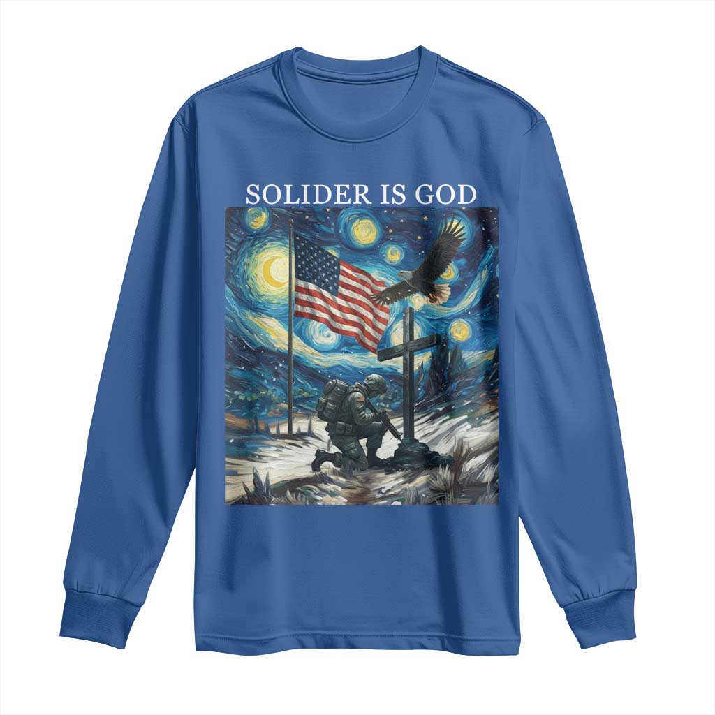 Solider Army Christian Long Sleeve Shirt Cross Starry Night Faith Patriotic Jesus - Wonder Print Shop