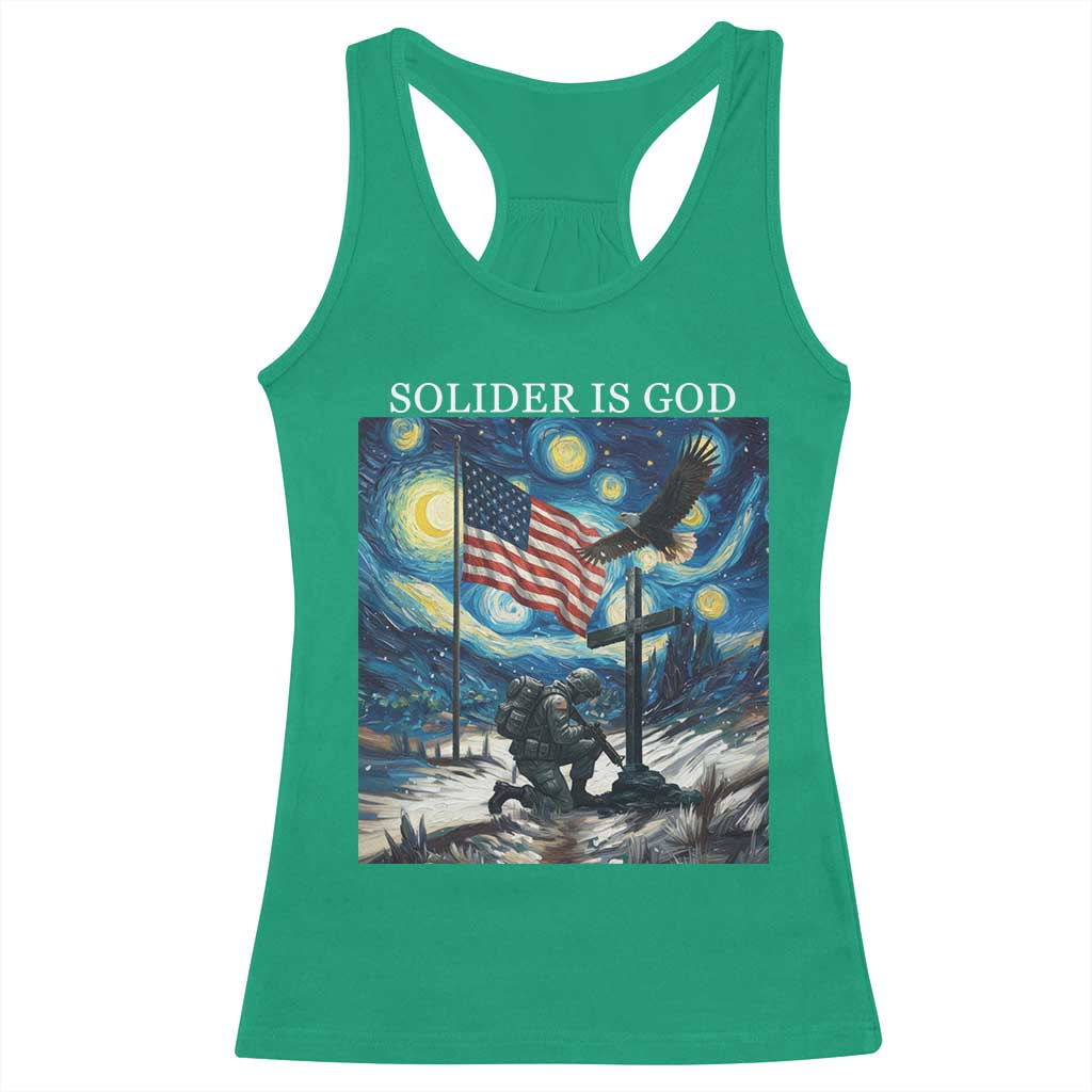 Solider Army Christian Racerback Tank Top Cross Starry Night Faith Patriotic Jesus - Wonder Print Shop