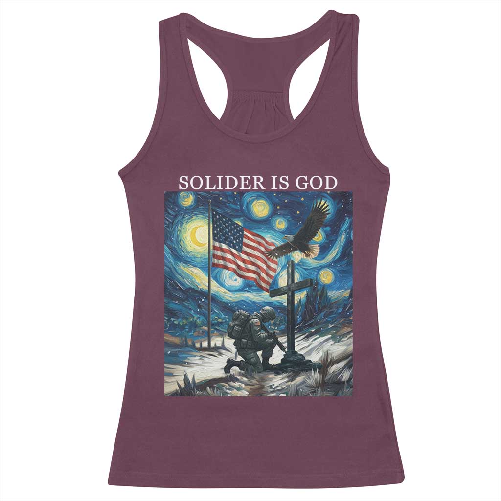 Solider Army Christian Racerback Tank Top Cross Starry Night Faith Patriotic Jesus - Wonder Print Shop