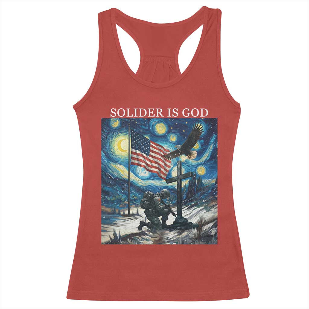 Solider Army Christian Racerback Tank Top Cross Starry Night Faith Patriotic Jesus - Wonder Print Shop
