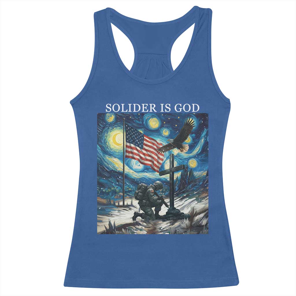 Solider Army Christian Racerback Tank Top Cross Starry Night Faith Patriotic Jesus - Wonder Print Shop