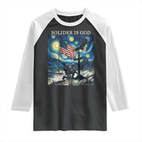 Solider Army Christian Raglan Shirt Cross Starry Night Faith Patriotic Jesus - Wonder Print Shop