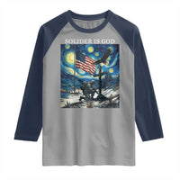 Solider Army Christian Raglan Shirt Cross Starry Night Faith Patriotic Jesus - Wonder Print Shop