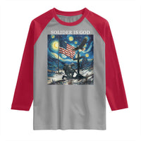 Solider Army Christian Raglan Shirt Cross Starry Night Faith Patriotic Jesus - Wonder Print Shop