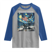 Solider Army Christian Raglan Shirt Cross Starry Night Faith Patriotic Jesus - Wonder Print Shop