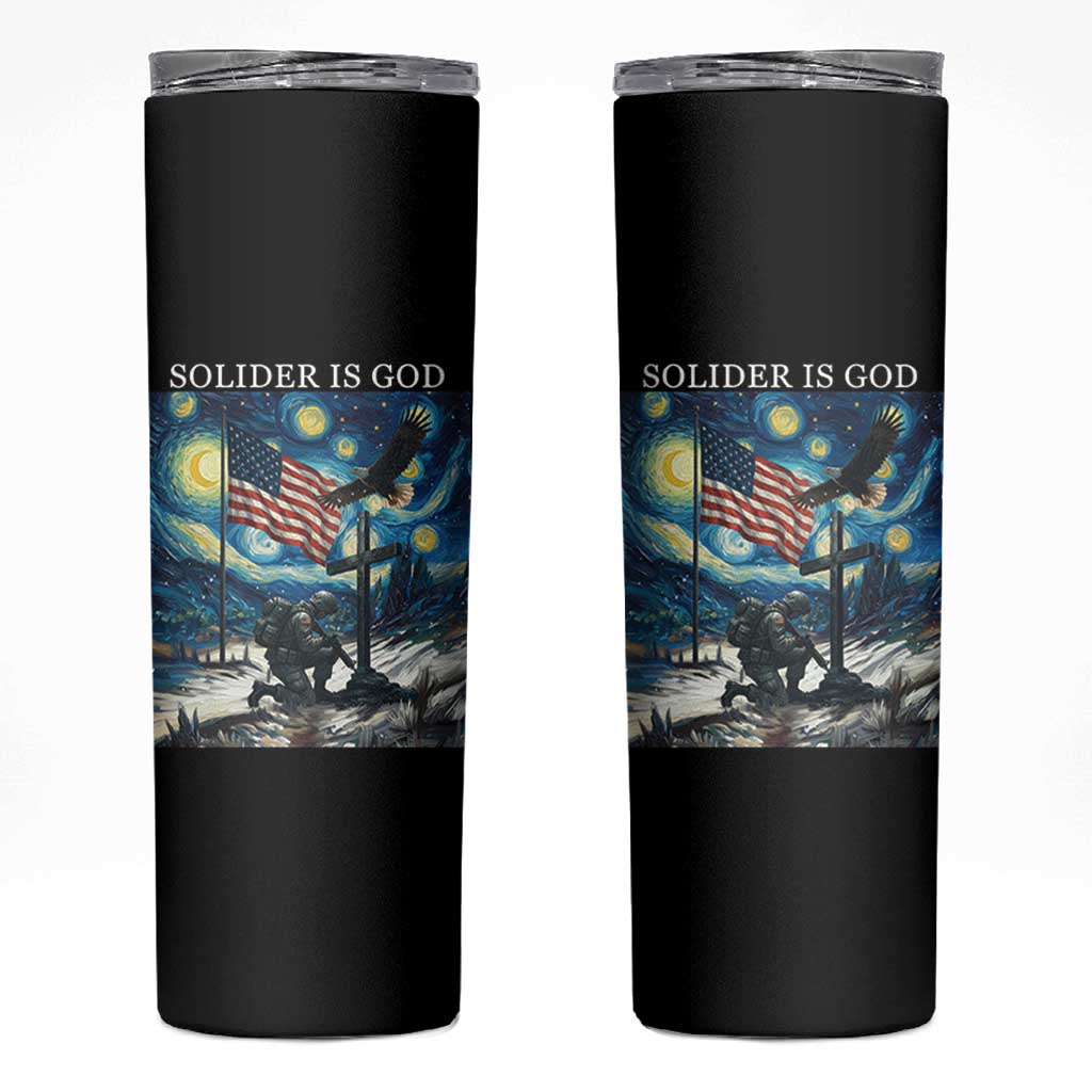Solider Army Christian Skinny Tumbler Cross Starry Night Faith Patriotic Jesus - Wonder Print Shop