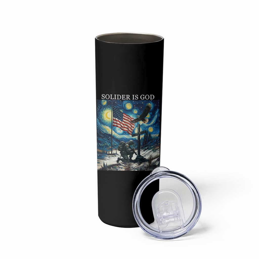 Solider Army Christian Skinny Tumbler Cross Starry Night Faith Patriotic Jesus - Wonder Print Shop