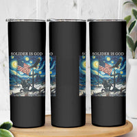 Solider Army Christian Skinny Tumbler Cross Starry Night Faith Patriotic Jesus - Wonder Print Shop