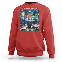Solider Army Christian Sweatshirt Cross Starry Night Faith Patriotic Jesus - Wonder Print Shop