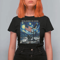 Solider Army Christian T Shirt For Women Cross Starry Night Faith Patriotic Jesus - Wonder Print Shop