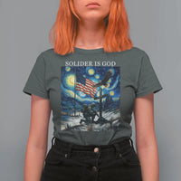 Solider Army Christian T Shirt For Women Cross Starry Night Faith Patriotic Jesus - Wonder Print Shop