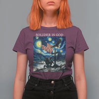 Solider Army Christian T Shirt For Women Cross Starry Night Faith Patriotic Jesus - Wonder Print Shop