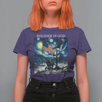 Solider Army Christian T Shirt For Women Cross Starry Night Faith Patriotic Jesus - Wonder Print Shop