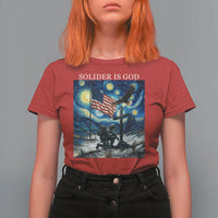 Solider Army Christian T Shirt For Women Cross Starry Night Faith Patriotic Jesus - Wonder Print Shop