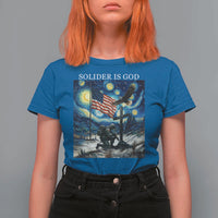 Solider Army Christian T Shirt For Women Cross Starry Night Faith Patriotic Jesus - Wonder Print Shop