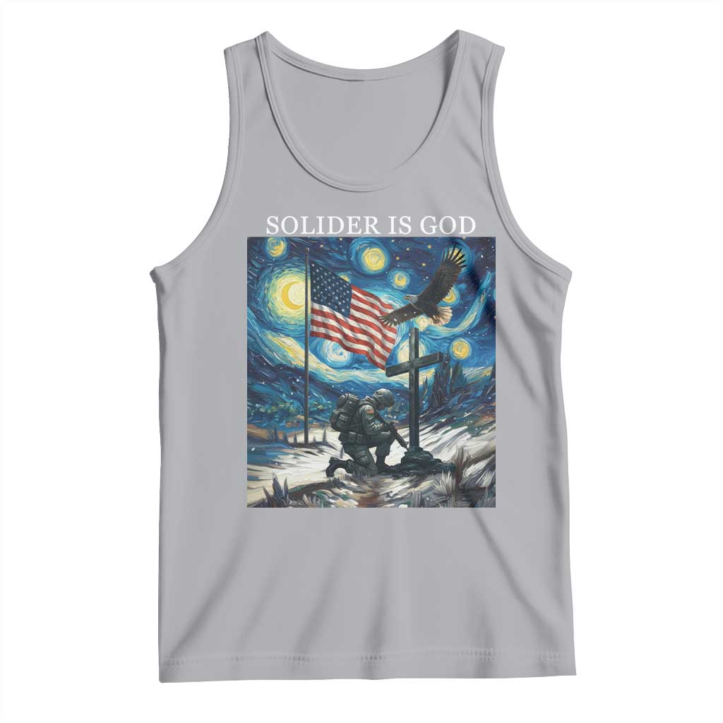 Solider Army Christian Tank Top Cross Starry Night Faith Patriotic Jesus - Wonder Print Shop