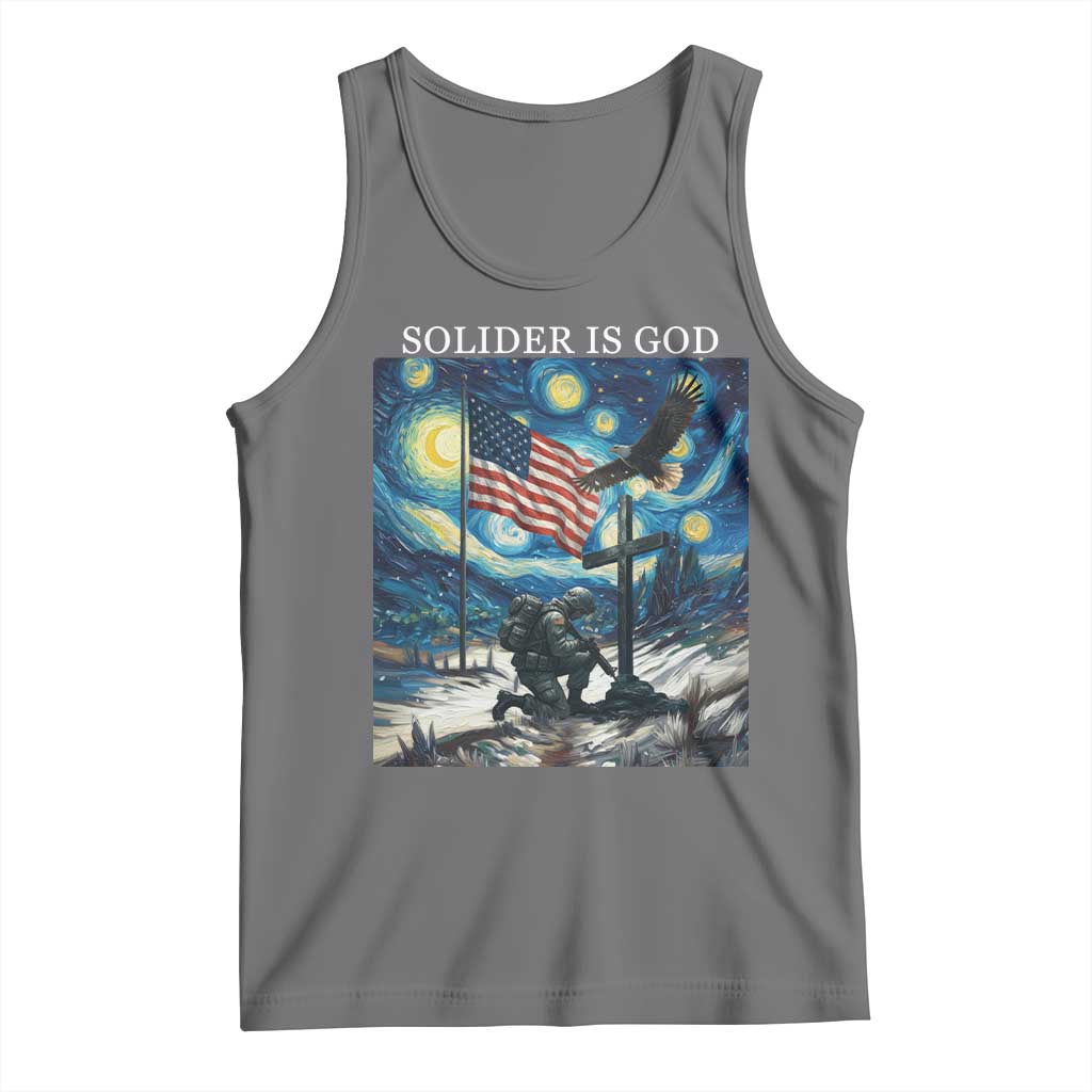 Solider Army Christian Tank Top Cross Starry Night Faith Patriotic Jesus - Wonder Print Shop
