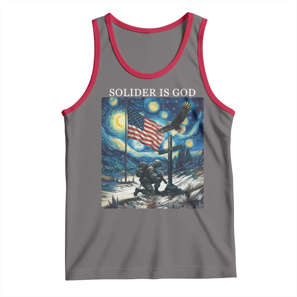 Solider Army Christian Tank Top Cross Starry Night Faith Patriotic Jesus - Wonder Print Shop