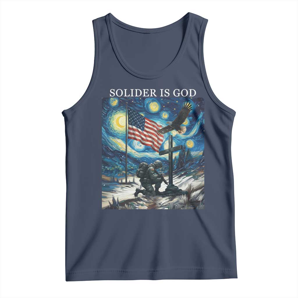 Solider Army Christian Tank Top Cross Starry Night Faith Patriotic Jesus - Wonder Print Shop