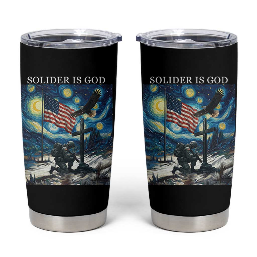 Solider Army Christian Tumbler Cup Cross Starry Night Faith Patriotic Jesus - Wonder Print Shop