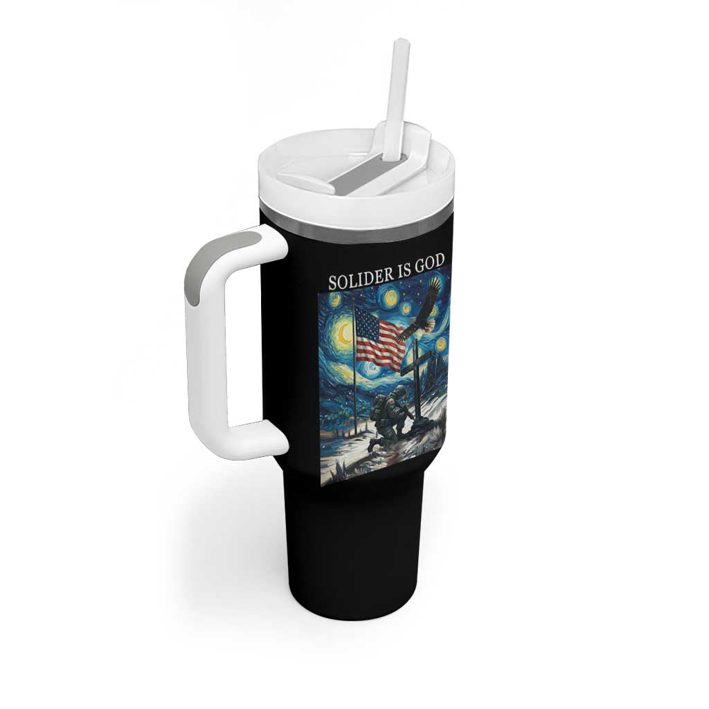 Solider Army Christian Tumbler With Handle Cross Starry Night Faith Patriotic Jesus - Wonder Print Shop