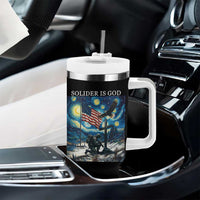 Solider Army Christian Tumbler With Handle Cross Starry Night Faith Patriotic Jesus - Wonder Print Shop