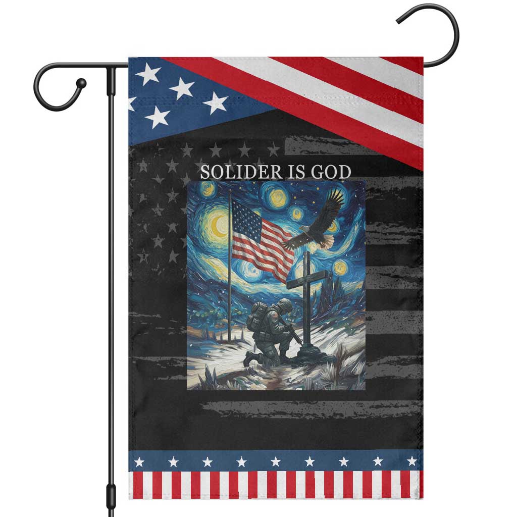 Solider Army Christian Garden Flag Cross Starry Night Faith Patriotic Jesus
