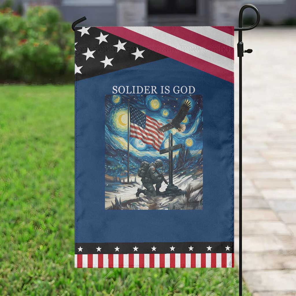 Solider Army Christian Garden Flag Cross Starry Night Faith Patriotic Jesus