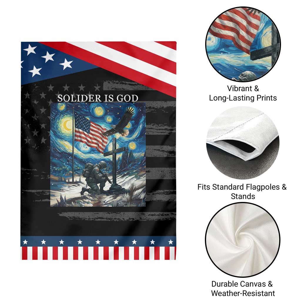 Solider Army Christian Garden Flag Cross Starry Night Faith Patriotic Jesus