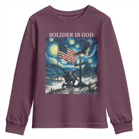 Solider Army Christian Youth Sweatshirt Cross Starry Night Faith Patriotic Jesus - Wonder Print Shop