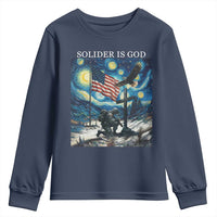Solider Army Christian Youth Sweatshirt Cross Starry Night Faith Patriotic Jesus - Wonder Print Shop