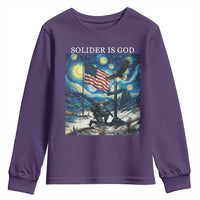 Solider Army Christian Youth Sweatshirt Cross Starry Night Faith Patriotic Jesus - Wonder Print Shop