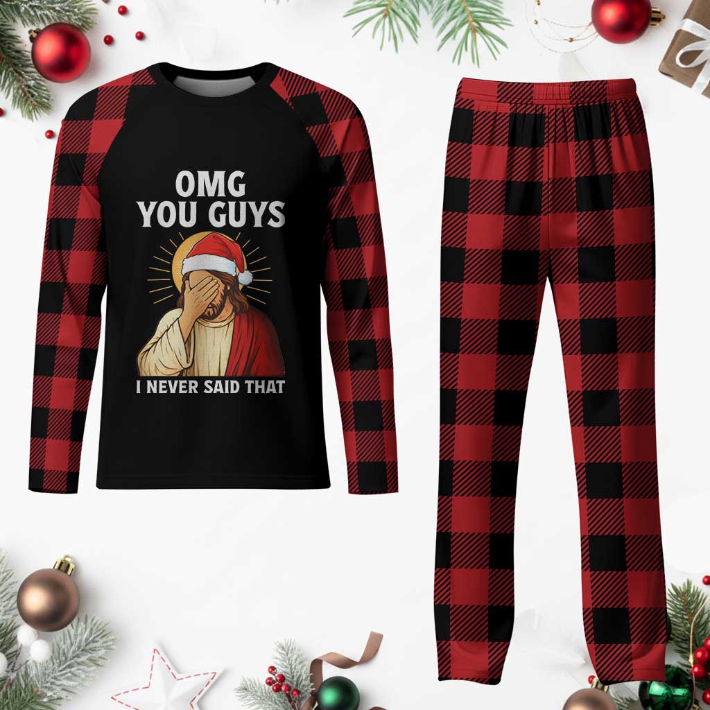 Funny Santa Christmas Plaid Pajama Set OMG You Guys I Never Said That - Wonder Print Shop