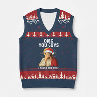 Funny Santa Xmas V-Neck Knit Sweater Vest OMG You Guys I Never Said That - Wonder Print Shop