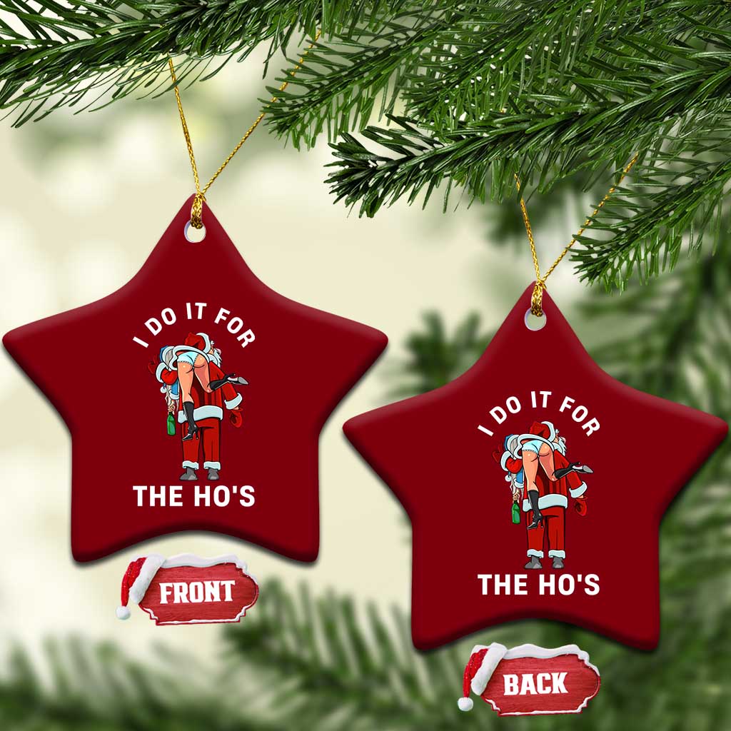 Funny Santa Xmas Ceramic Ornament I Do It For The Ho Ho Ho - Wonder Print Shop