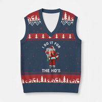 Funny Santa Xmas V-Neck Knit Sweater Vest I Do It For The Ho Ho Ho - Wonder Print Shop