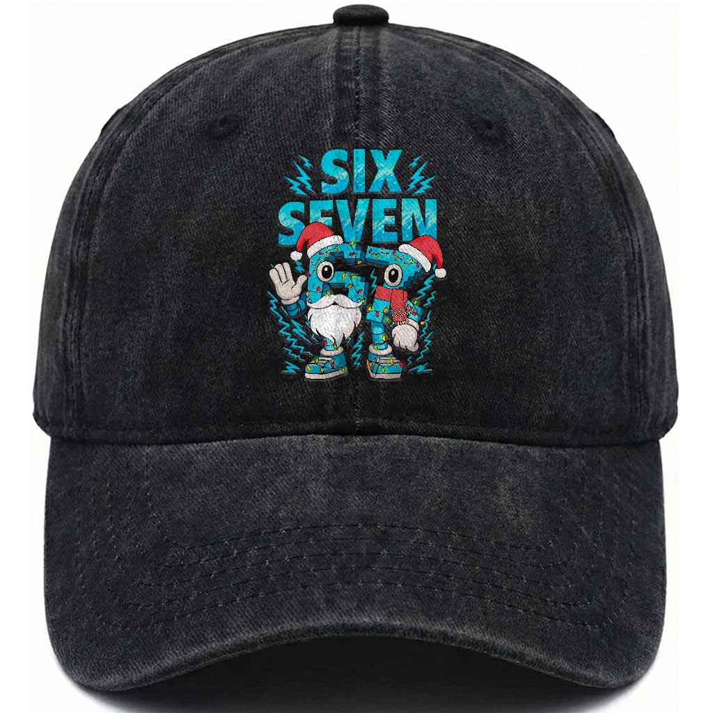 67 Six Seven Christmas Washed Cotton Baseball Cap Funny Italian Brainrot Meme