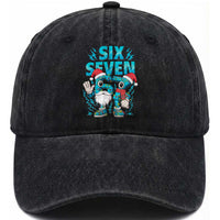 67 Six Seven Christmas Washed Cotton Baseball Cap Funny Italian Brainrot Meme