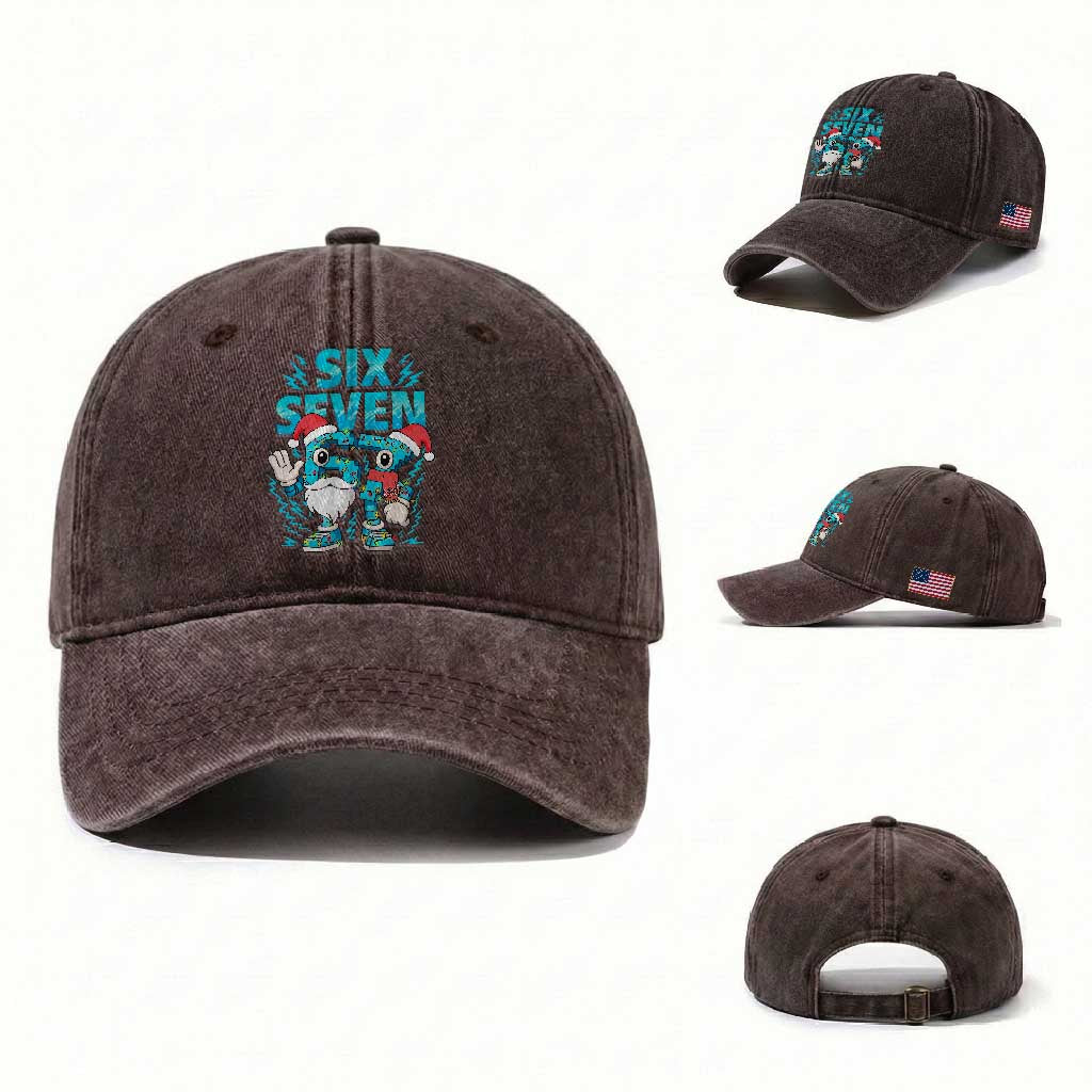 67 Six Seven Christmas Washed Cotton Baseball Cap Funny Italian Brainrot Meme