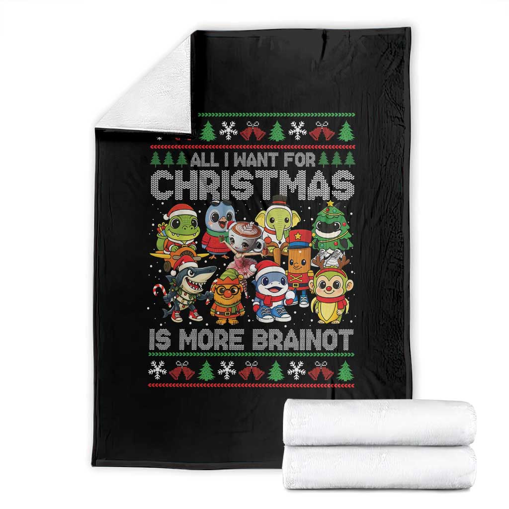 Italian Brainrot Christmas Meme Throw Blanket All I Want For Xmas Is More Brainot - Wonder Print Shop