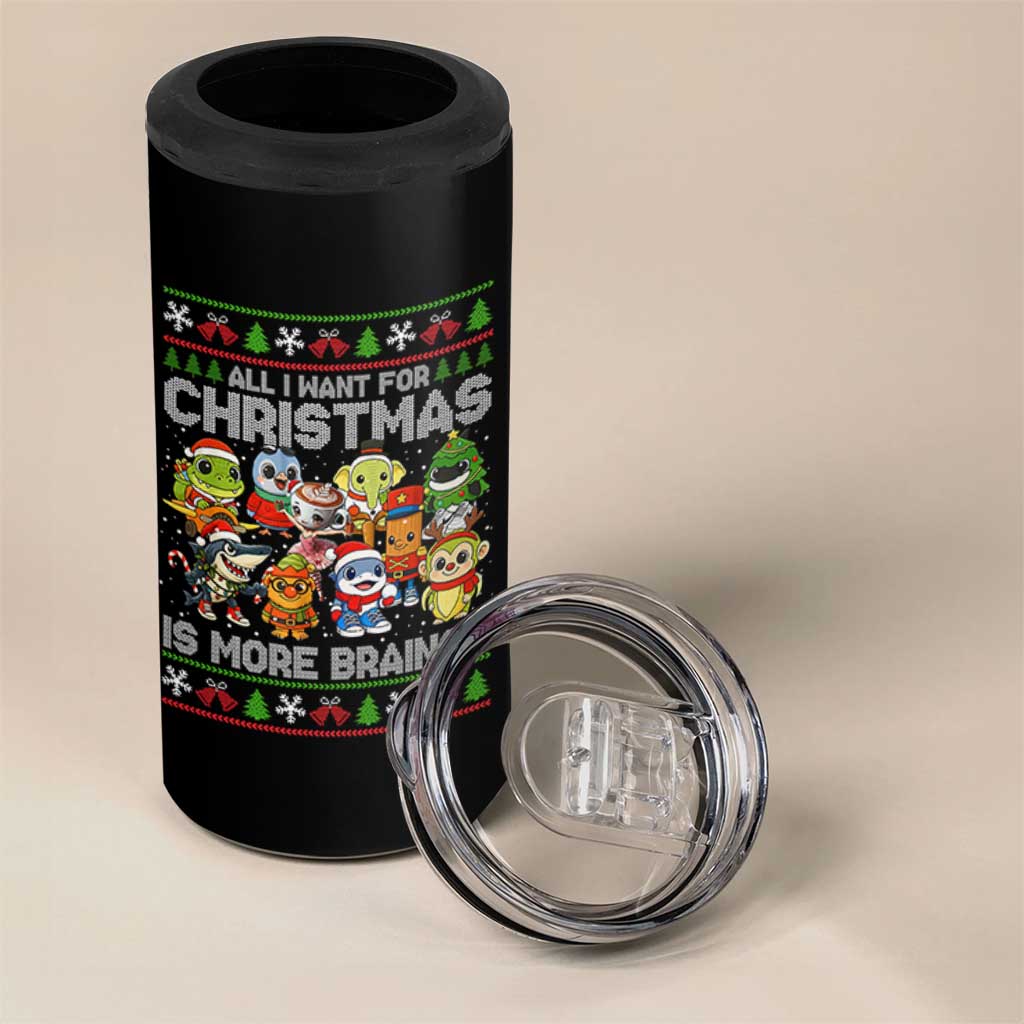 Italian Brainrot Christmas Meme 4 in 1 Can Cooler Tumbler All I Want For Xmas Is More Brainot - Wonder Print Shop