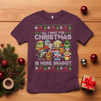 Italian Brainrot Christmas Meme T Shirt All I Want For Xmas Is More Brainot - Wonder Print Shop