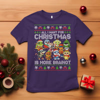Italian Brainrot Christmas Meme T Shirt All I Want For Xmas Is More Brainot - Wonder Print Shop