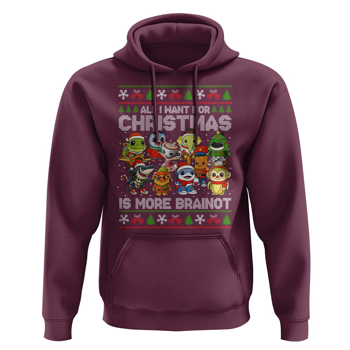 Italian Brainrot Christmas Meme Hoodie All I Want For Xmas Is More Brainot - Wonder Print Shop