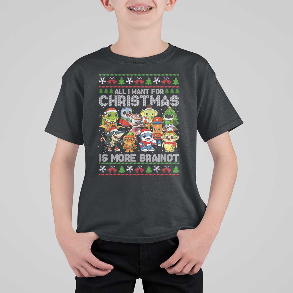 Italian Brainrot Christmas Meme T Shirt For Kid All I Want For Xmas Is More Brainot - Wonder Print Shop