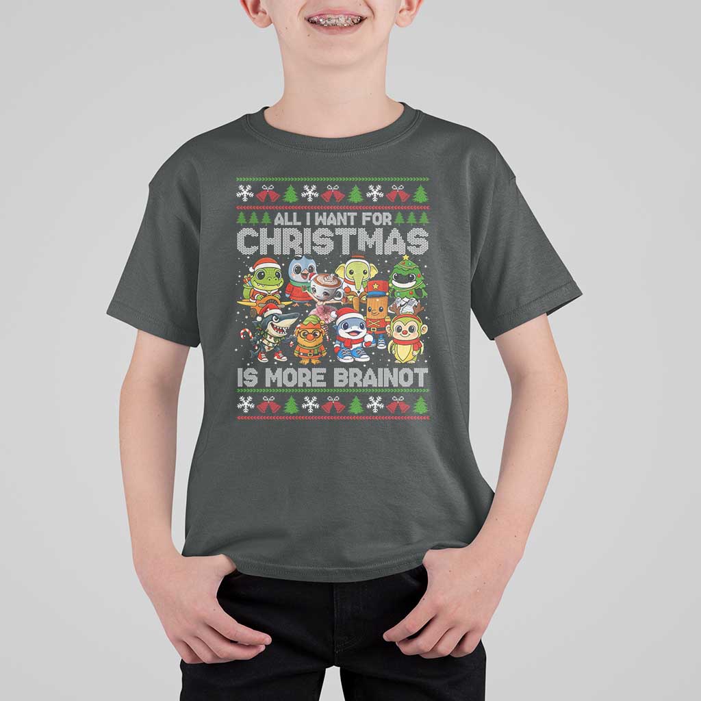 Italian Brainrot Christmas Meme T Shirt For Kid All I Want For Xmas Is More Brainot - Wonder Print Shop