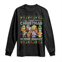 Italian Brainrot Christmas Meme Long Sleeve Shirt All I Want For Xmas Is More Brainot - Wonder Print Shop